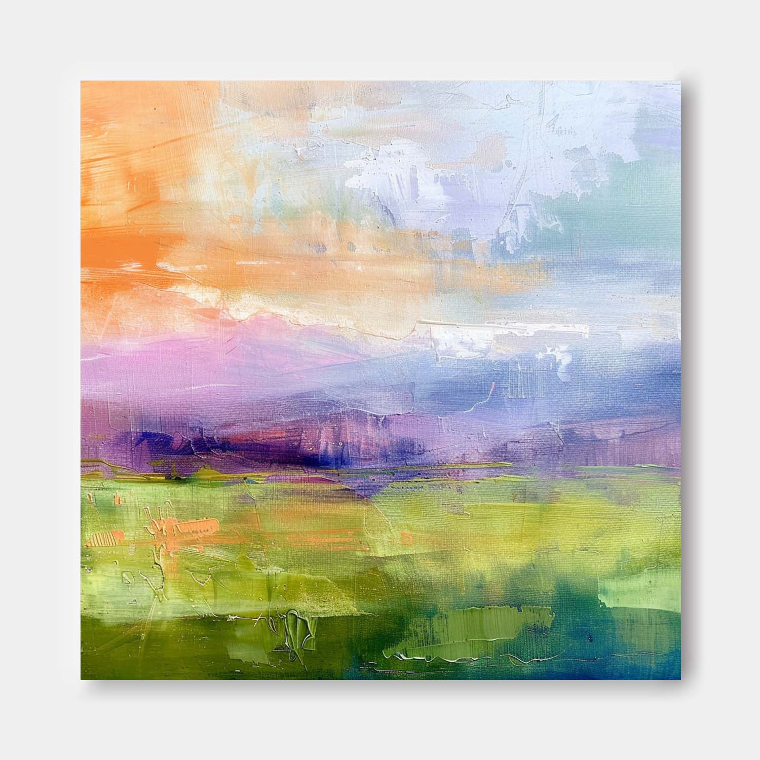 Abstrakte Wandkunst – See & Berglandschaft im Morandi-Stil