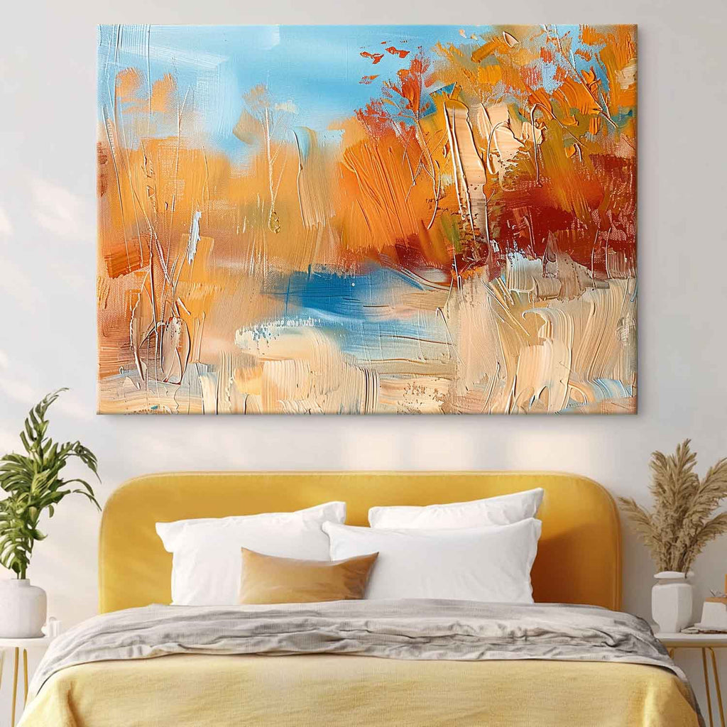 Abstrakte Wandkunst – Landschaftsdekor im Impasto-Herbststil